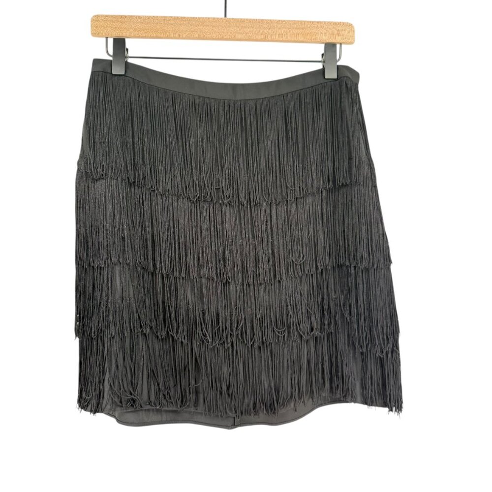 Lauren Ralph Lauren Addie Skirt 6P Petite Black Fringe Tiered Gatsby Flapper NWT - Picture 8 of 13